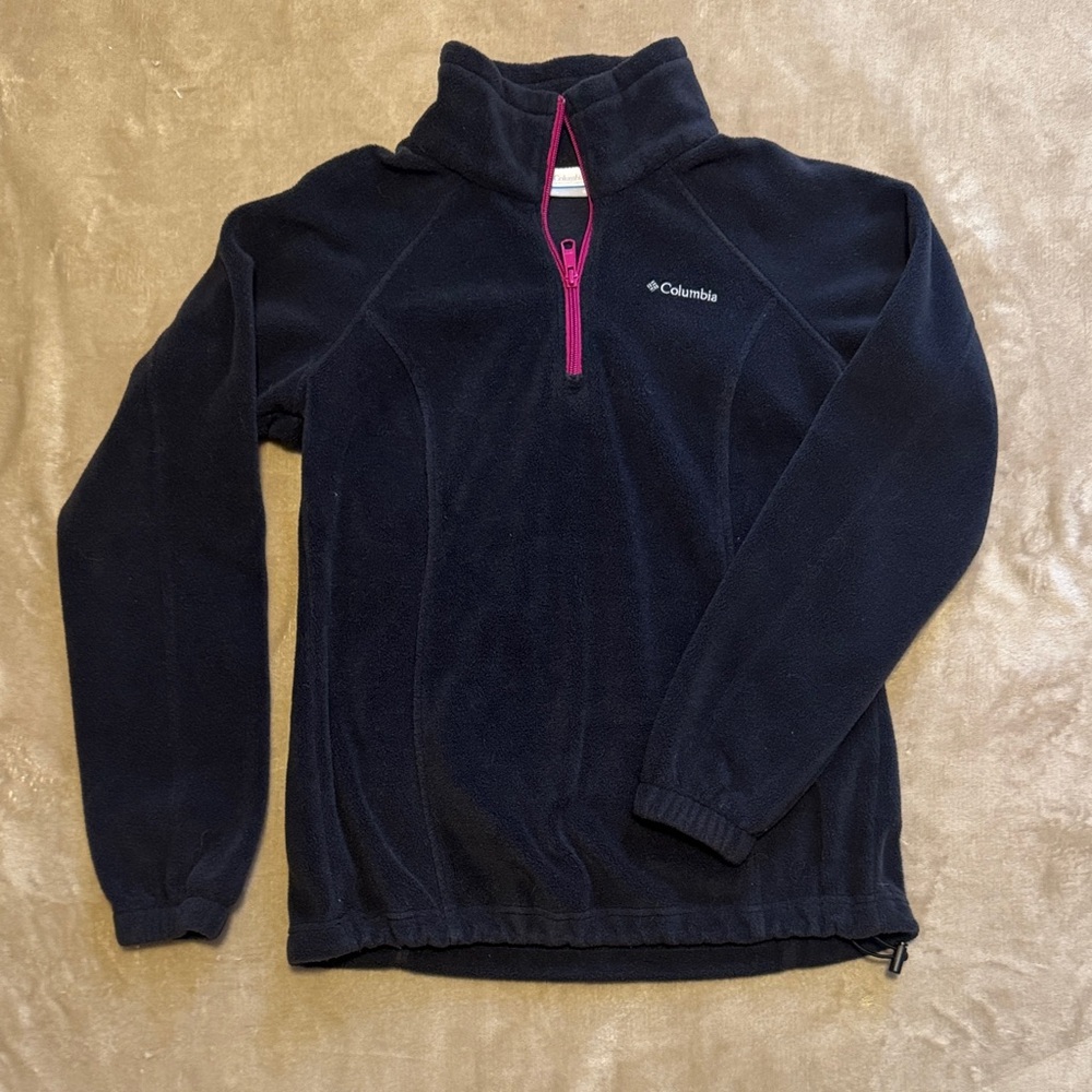 Columbia Women’s Black Fleece Hoodie with Pink Zipper
